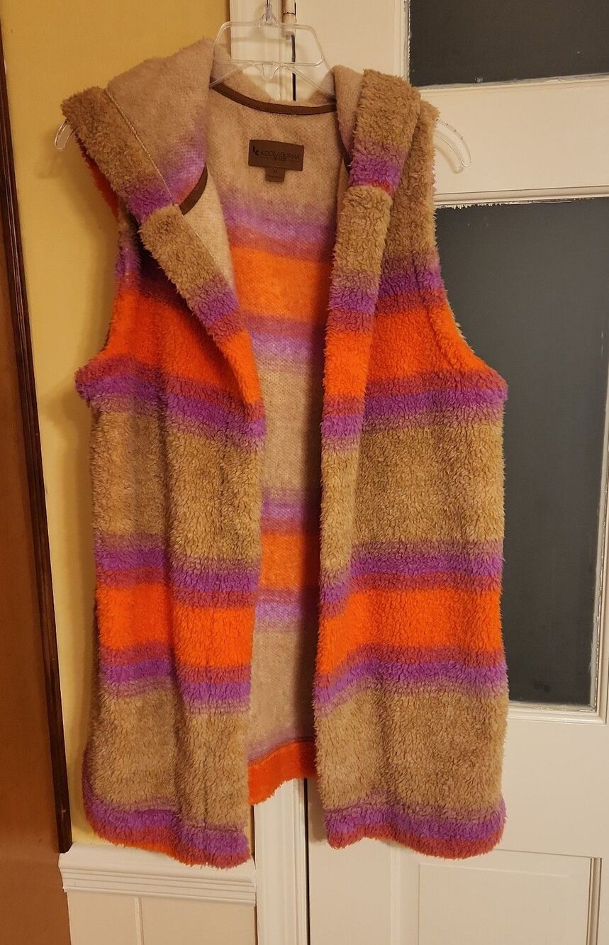 Koolaburra by UGG Cozy Sherpa Striped & Hooded Vest Size M
